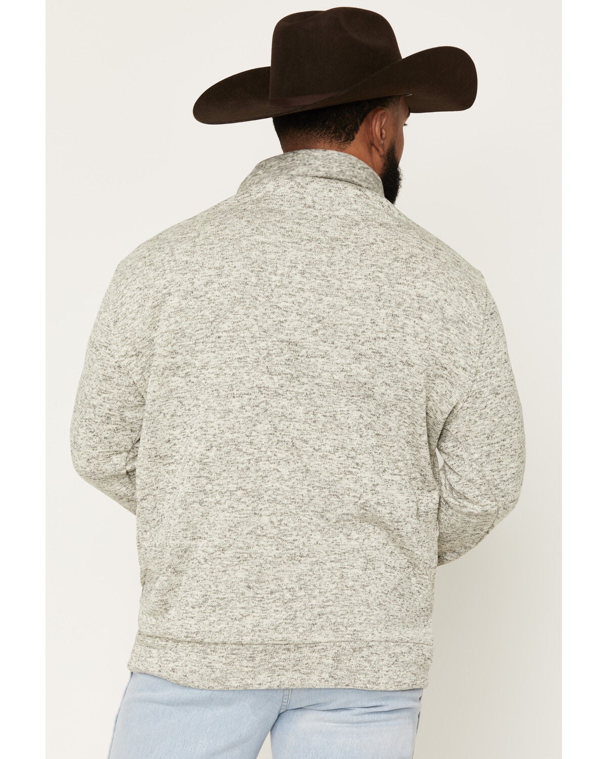 Image #4 - Cowboy Hardware Men's Steer Head Flag 1/4 Zip Pullover, Grey, hi-res