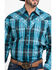 Stetson Men's Teal Slate Plaid Long Sleeve Western Shirt , Blue, hi-res