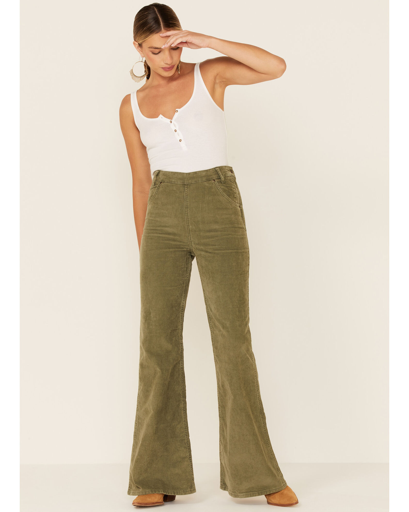 Lee Women's Olive Corduroy High Rise Flare Jeans - Country Outfitter