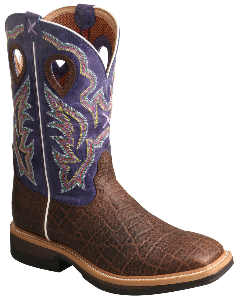 Twisted X Men's Lite Cowboy Elephant Print Western Work Boots - Alloy Toe, Brown, hi-res
