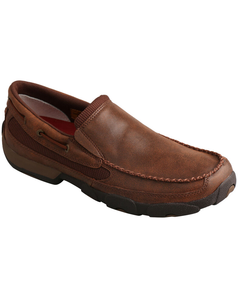 Twisted X Men's Brown Slip-On Driving Mocs , Brown, hi-res