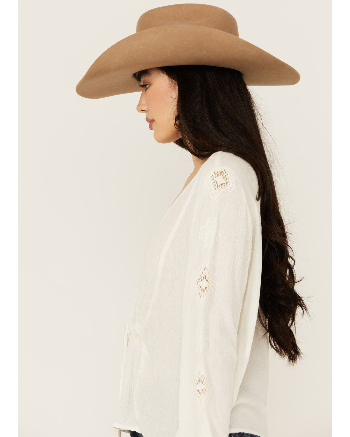 Image #3 - Idyllwind Women's Sharondale Button-Down Embroidered Bell Sleeve Top, Ivory, hi-res