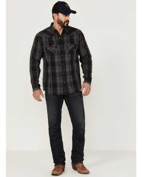Image #2 - Ariat Men's Harrold Plaid Long Sleeve Snap Western Flannel Shirt  , Black, hi-res