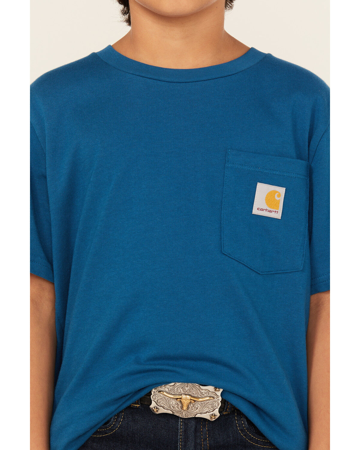 Image #3 - Carhartt Boys' Short Sleeve Pocket T-Shirt, Light Wash, hi-res