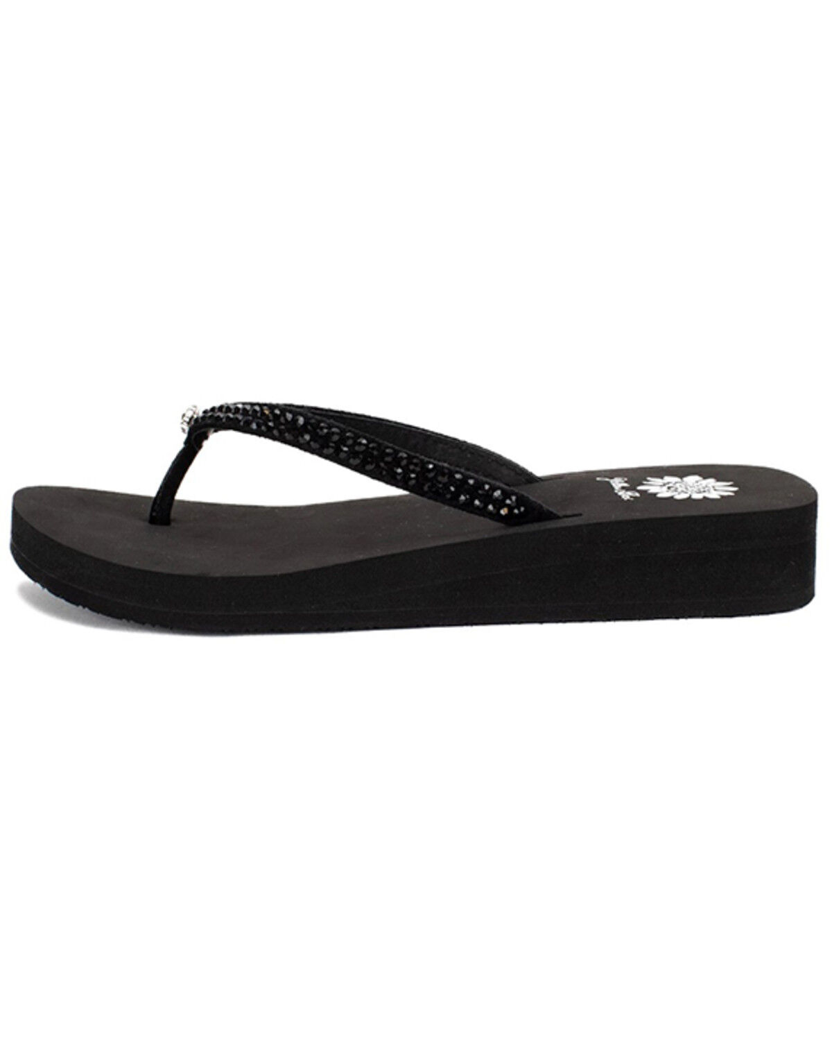 Image #2 - Yellow Box Women's Jello Rhinestone Sandals, Black, hi-res
