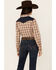 Image #4 - Roper Women's Embroidered Yoke Plaid Print Long Sleeve Snap Western Shirt , Brown, hi-res
