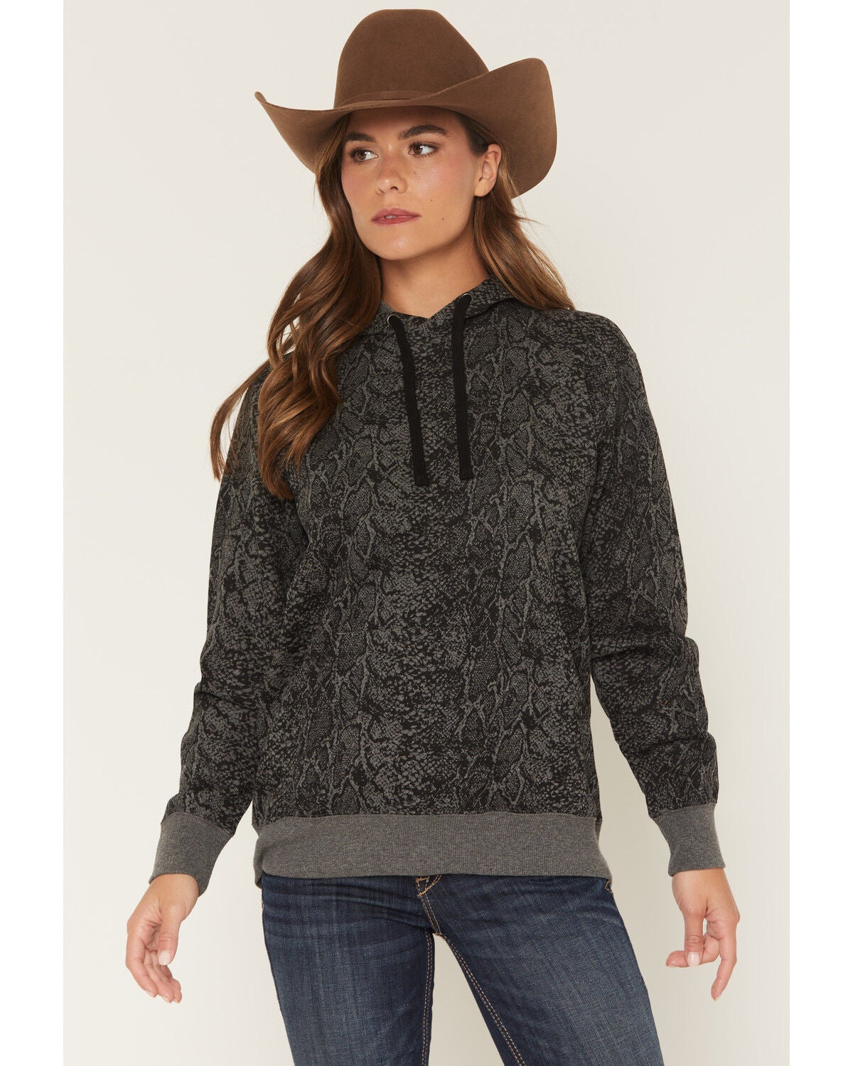 Ariat Women's Snake Sheen Hoodie, Black, hi-res