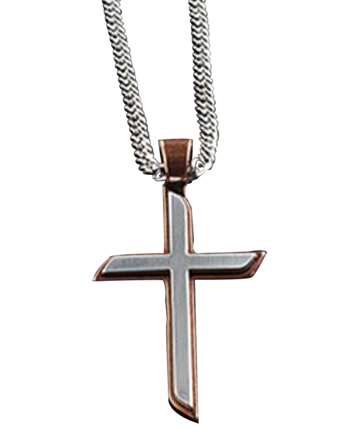 Image #1 - Twister Men's Two Tone Cross Necklace, Silver, hi-res