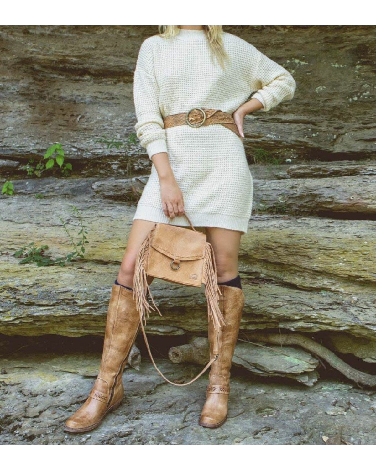 Image #6 - Bed Stu Women's Hidden Fringe Crossbody Bag, Tan, hi-res