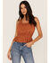 Image #1 - Shyanne Women's Swiss Dot Embroidered Smocked Waist Tank Top, Brown, hi-res