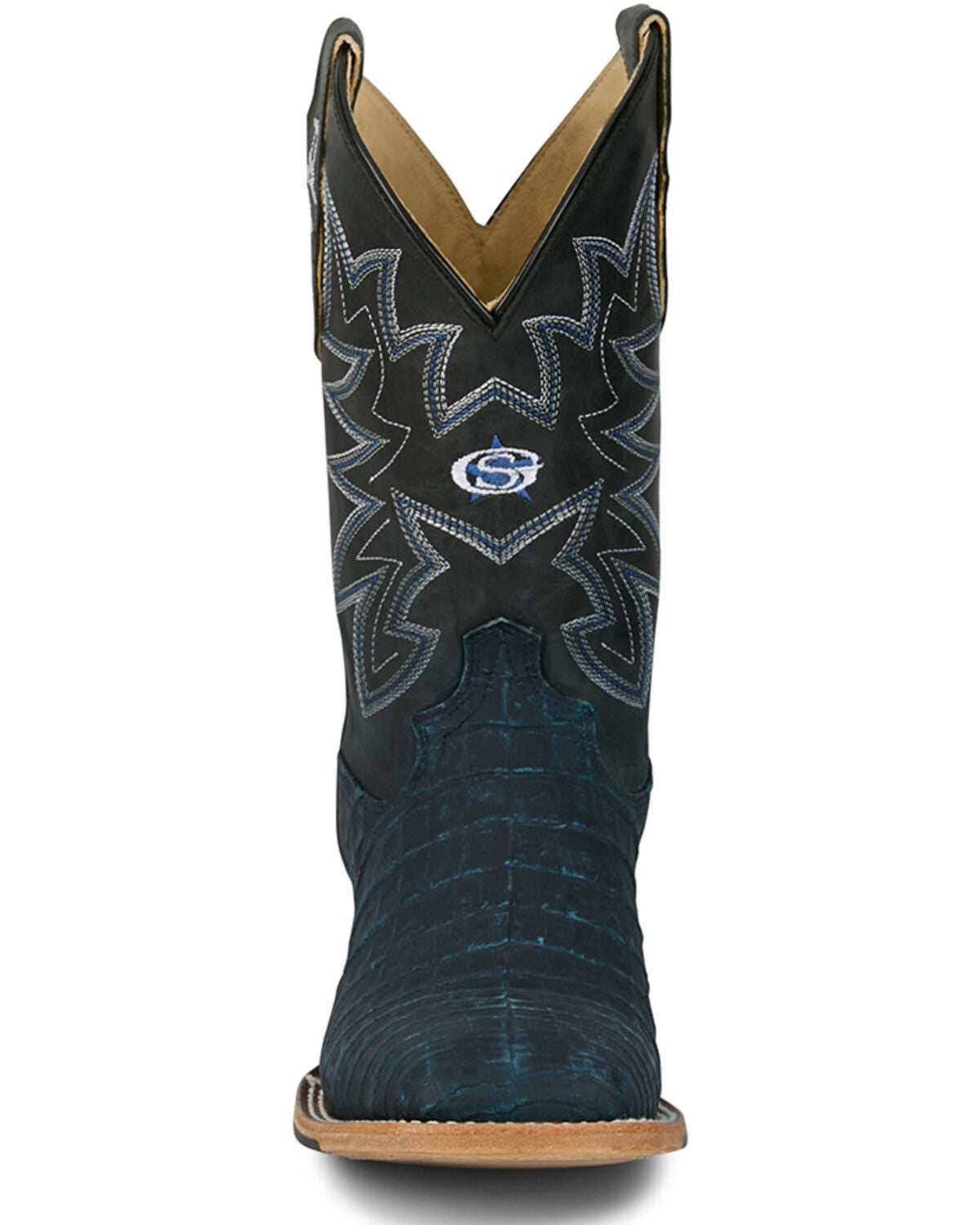 Image #4 - Justin Men's San Antone Exotic Caiman Western Boots - Broad Square Toe, Blue, hi-res