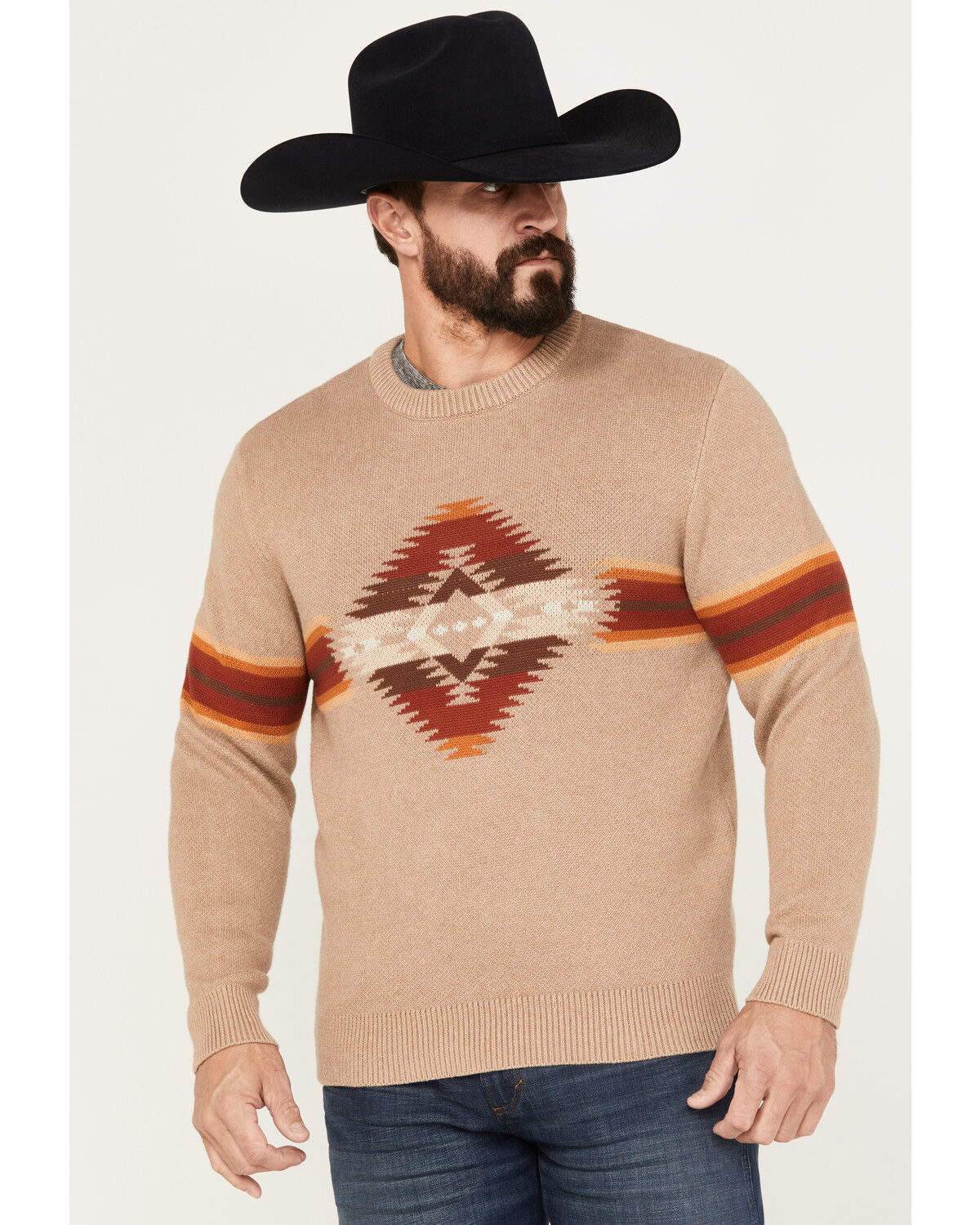 Image #1 - Pendleton Men's Mission Trailers Sweater, Tan, hi-res