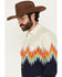 Image #2 - Panhandle Men's Southwestern Border Long Sleeve Snap Western Shirt, Navy, hi-res