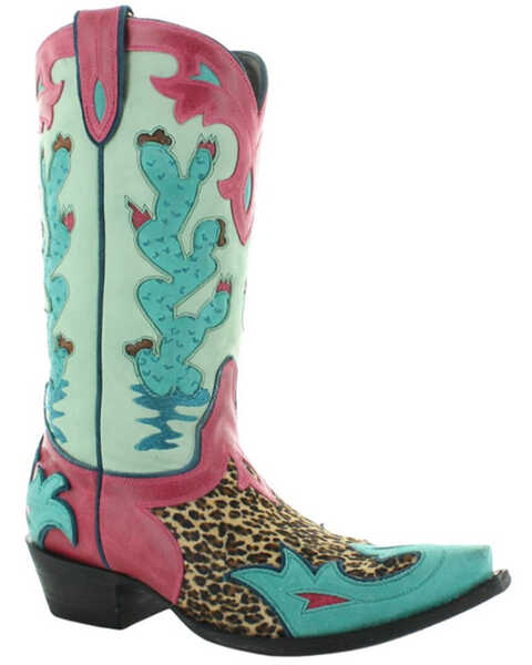 Double D by Old Gringo Women's Desert Desperado Western Boots - Snip Toe , Green, hi-res