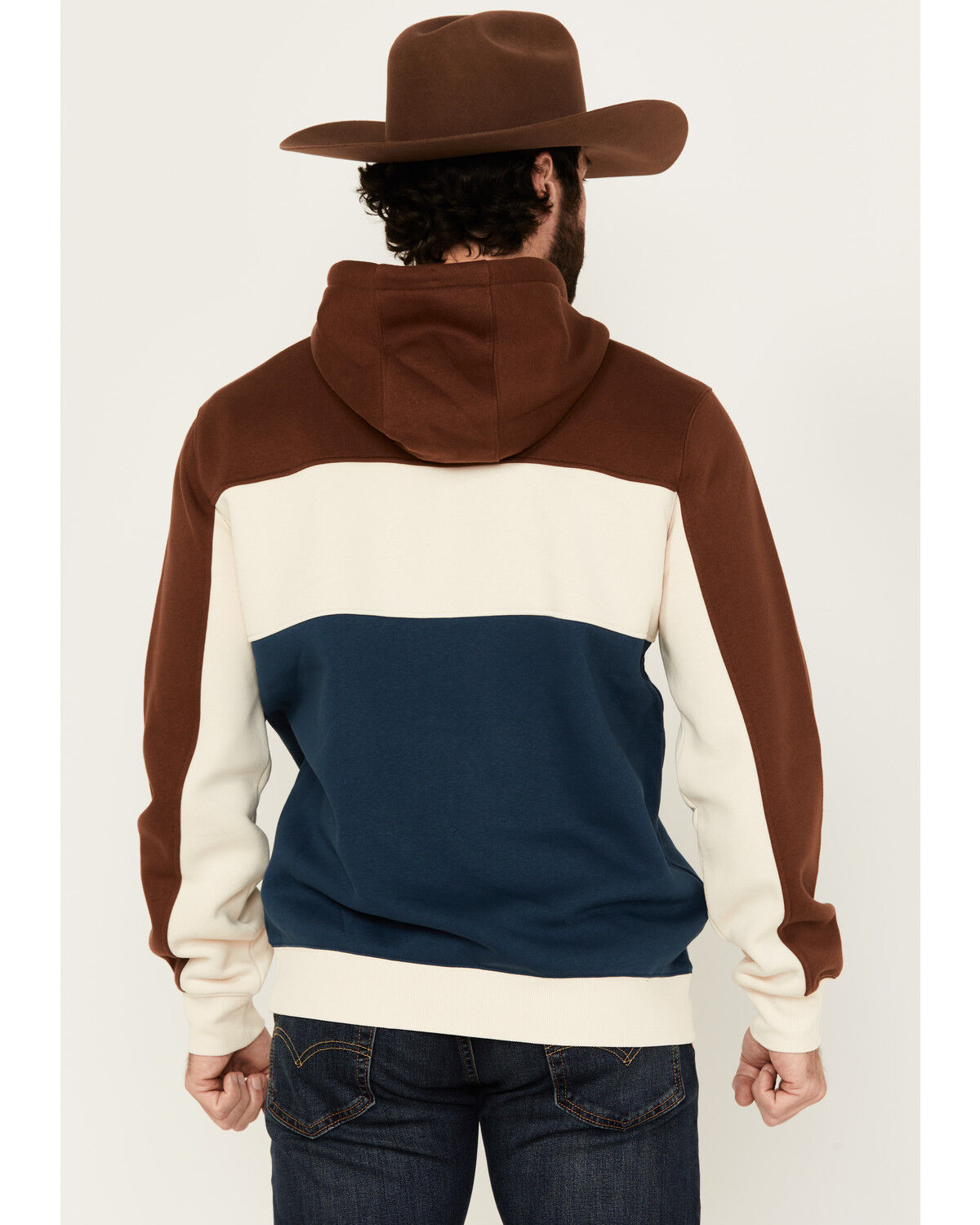 Image #4 - RANK 45® Men's Triple Color Block Hooded Sweatshirt, Tan, hi-res