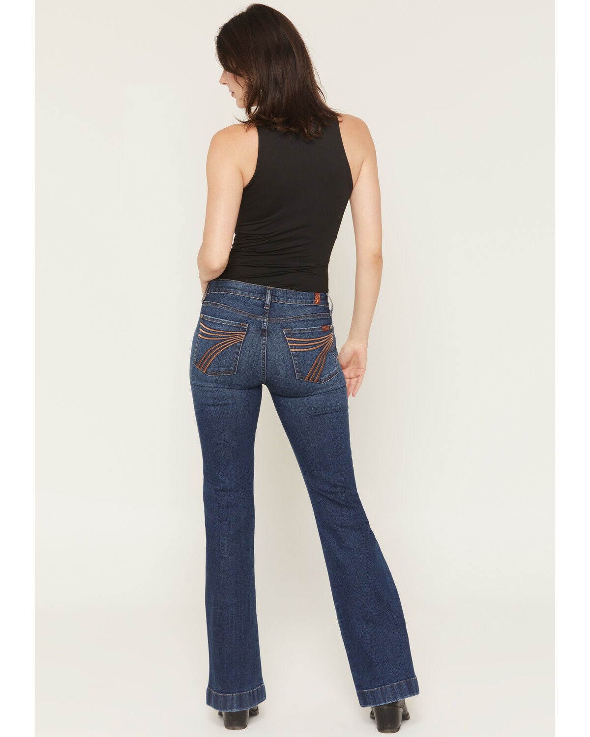 Image #1 - 7 For All Mankind Women's Tailorless Dojo Slim Trouser Stretch Denim Jeans, Dark Wash, hi-res