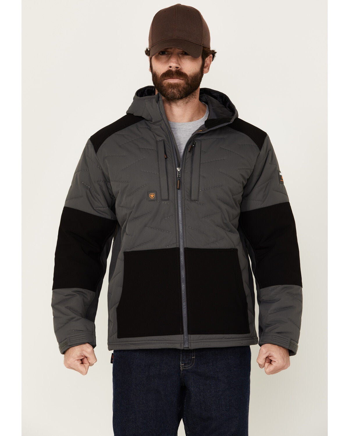 Ariat Men's Rebar Winter Cloud 9 Water Resistant Insulated Jacket, Grey, hi-res