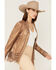 Image #2 - Sidran Women's Pearlized Grommet Trim Fringe Blazer, Rust Copper, hi-res