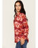 Image #2 - Roper Women's Southwestern Print Long Sleeve Pearl Snap Blouse , Red, hi-res