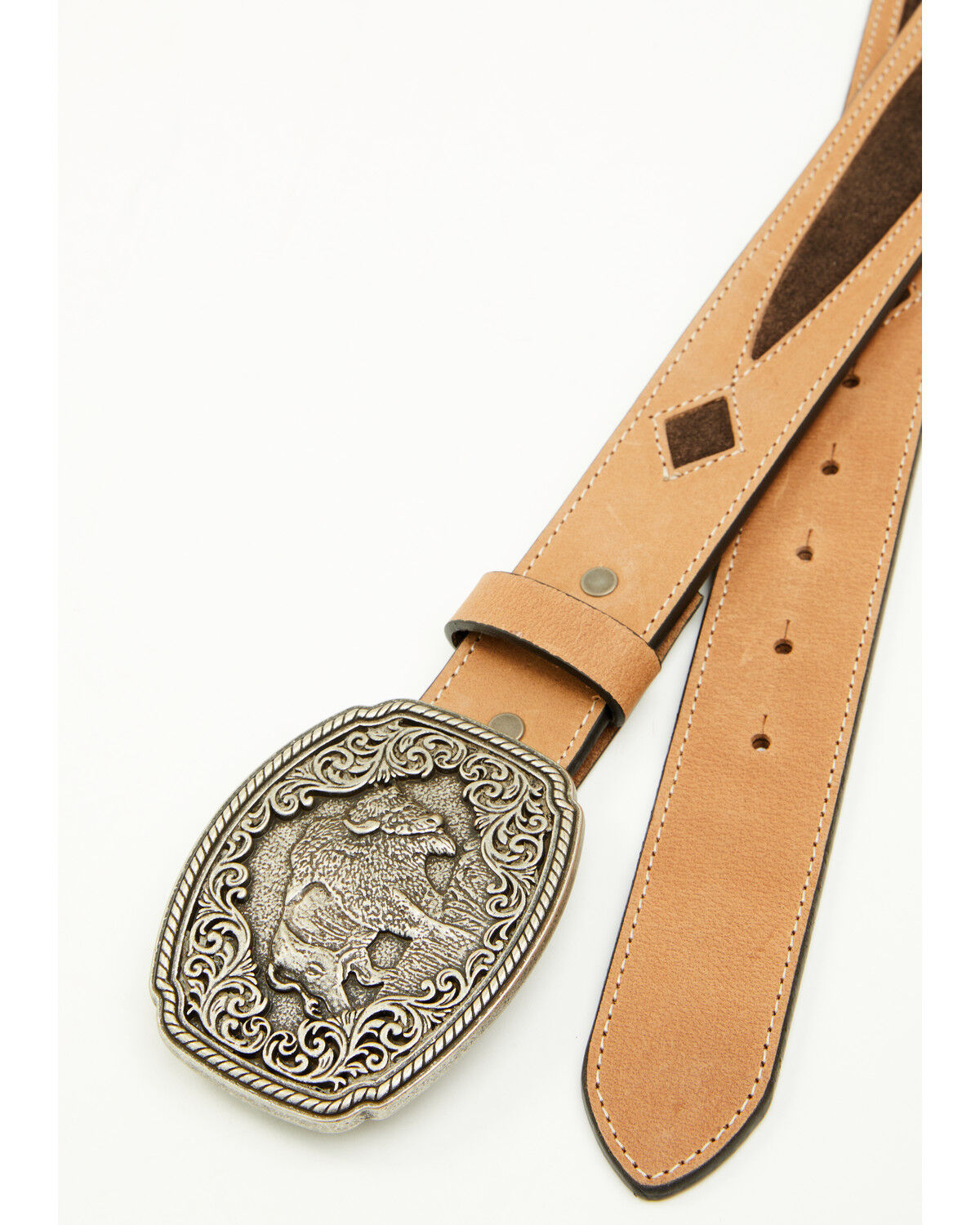 Image #2 - Cody James Men's Gunner Buffalo Plaque Buckle Belt, Brown, hi-res