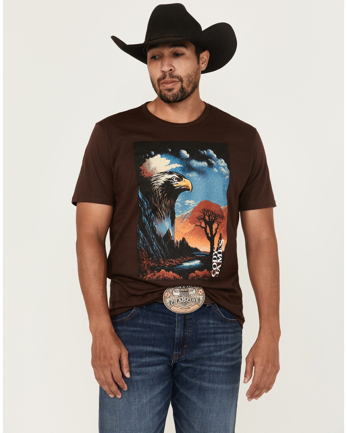 Image #1 - Cody James Men's Lookout Eagle Short Sleeve Graphic T-Shirt, Dark Brown, hi-res