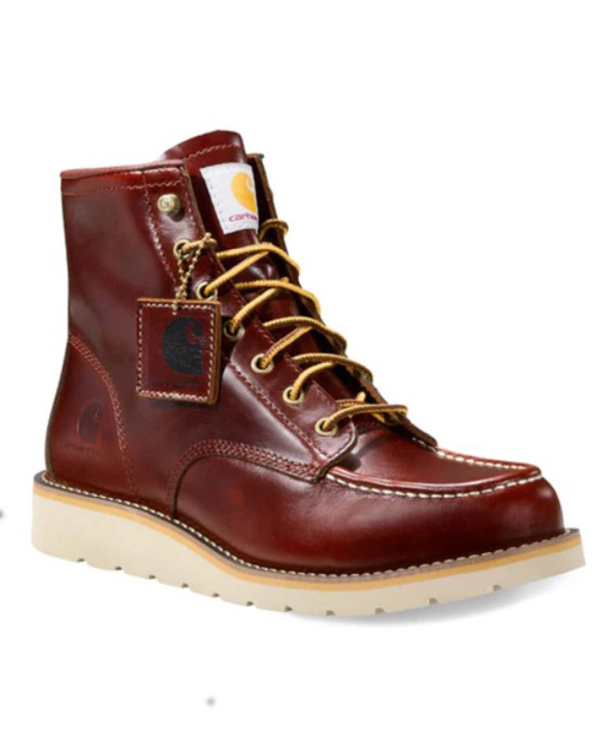 Image #1 - Carhartt Men's 6" Moc Wedge Work Boots - Soft Toe, Brandy Brown, hi-res