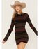 Image #2 - Shyanne Women's Stripe Ribbed Sweater Mini Dress, Black, hi-res