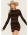 Image #2 - Shyanne Women's Stripe Ribbed Sweater Dress, Black, hi-res