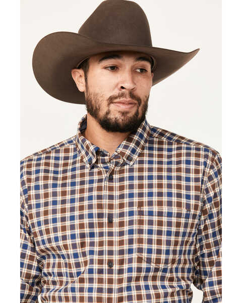 Image #2 - Cody James Men's Hound Dog Plaid Print Long Sleeve Button-Down Western Shirt - Tall , Chocolate, hi-res