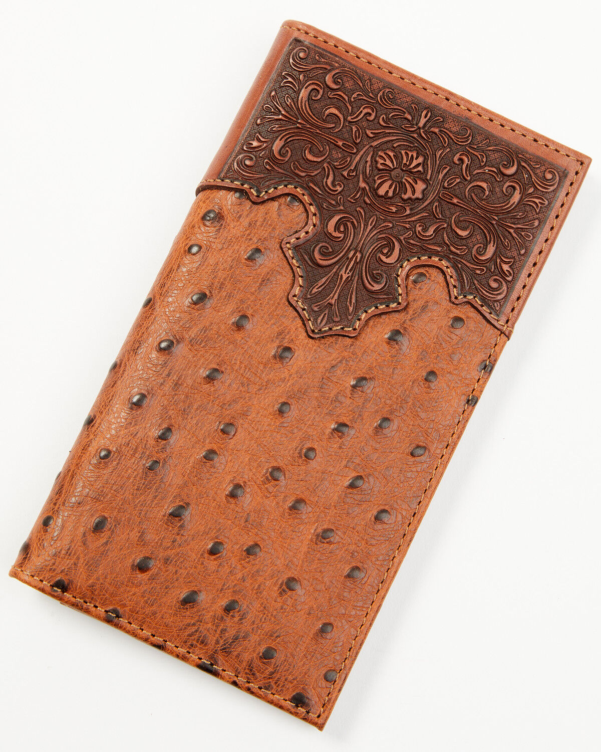 Image #1 - Cody James Men's Grady Faux Ostrich Rodeo Wallet, Brown, hi-res