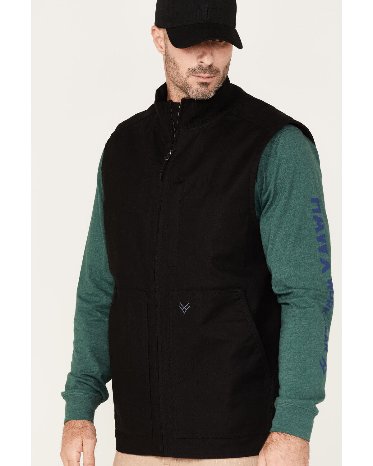 Image #2 - Hawx Men's Canvas Zip-Front Insulated Work Vest, Black, hi-res