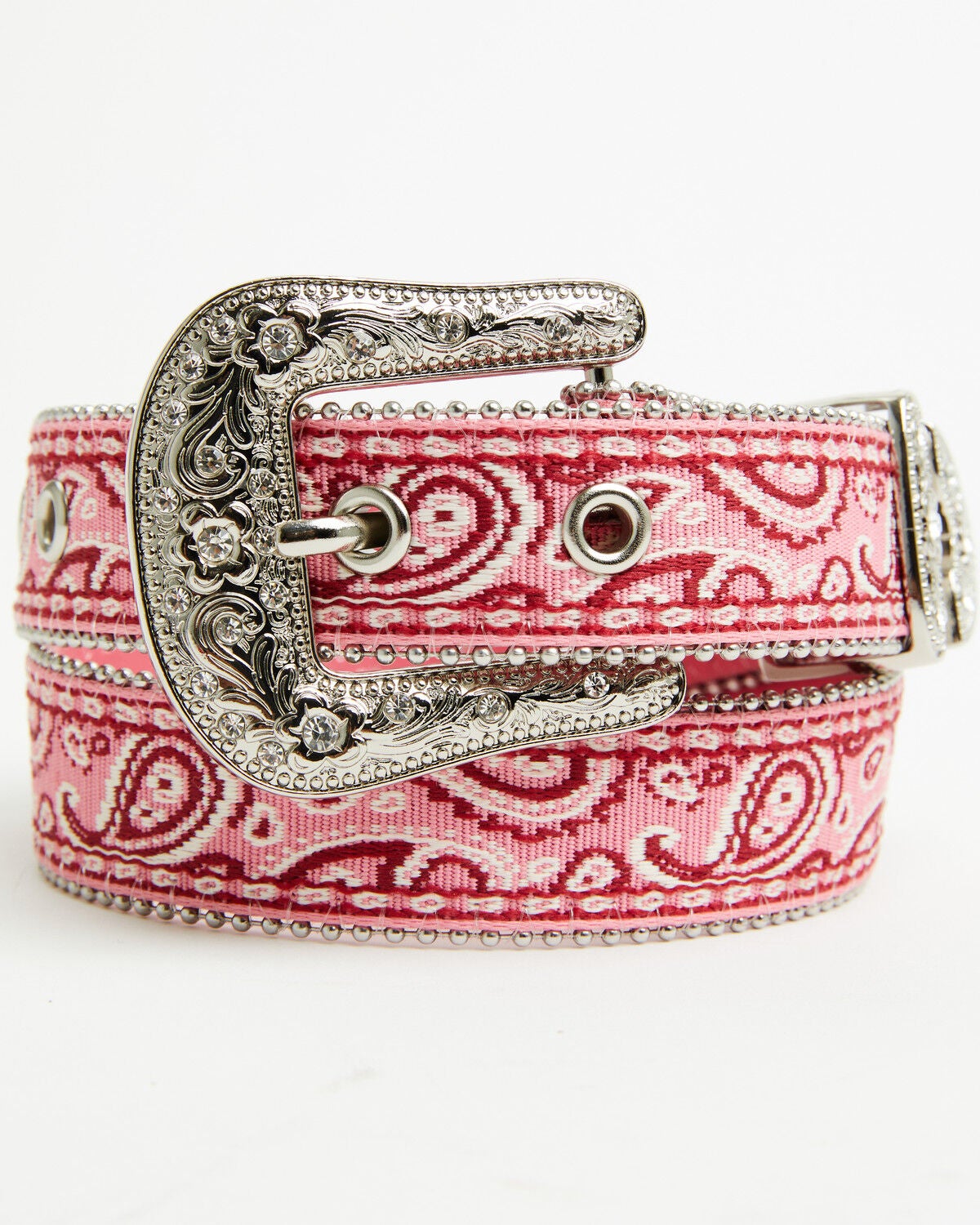 Shyanne Girls' Mckenna Paisley Tapestry Embellished Belt, Pink, hi-res
