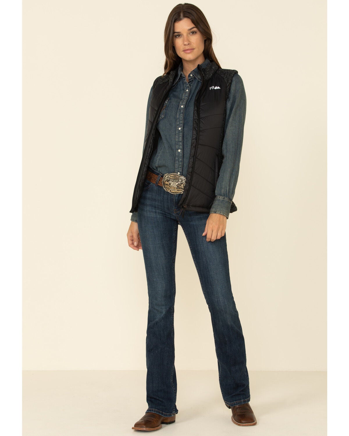 Image #2 - Powder River Outfitters Women's Black Concealed Carry Logo Vest, , hi-res