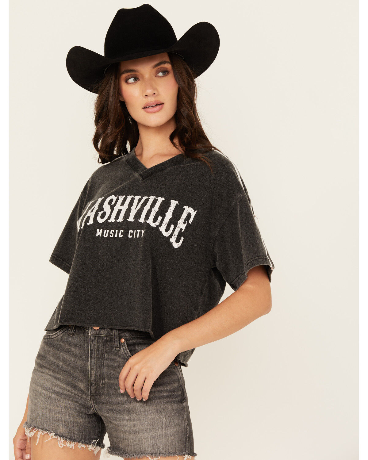 Image #1 - Youth in Revolt Women's Nashville Varsity Short Sleeve Graphic Tee, Black, hi-res
