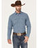 Image #1 - Blue Ranchwear Men's Ticking Stripe Snap Western Workshirt, Blue, hi-res