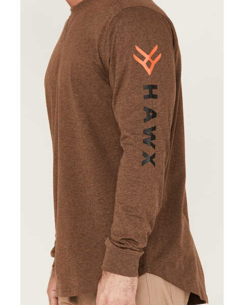 Image #3 - Hawx Men's Logo Graphic Long Sleeve Work T-Shirt, Dark Brown, hi-res