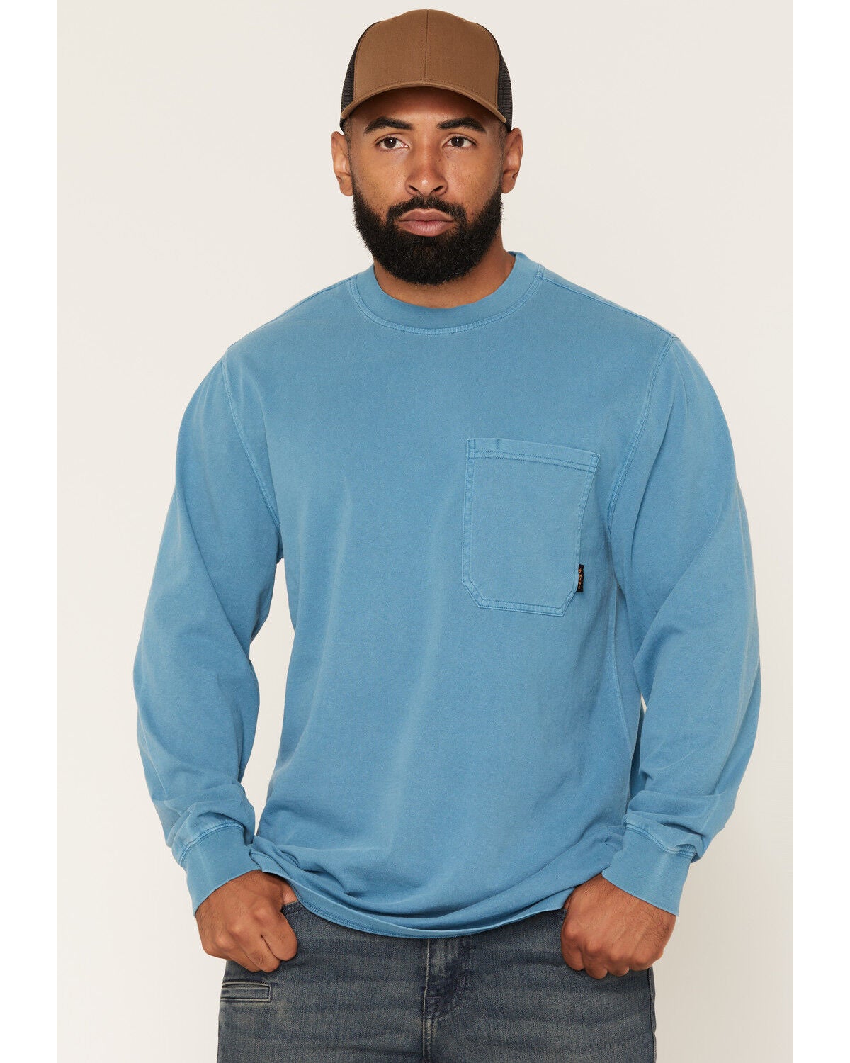 Hawx Men's Forge Solid Long Sleeve Pocket Work T-Shirt, Blue, hi-res