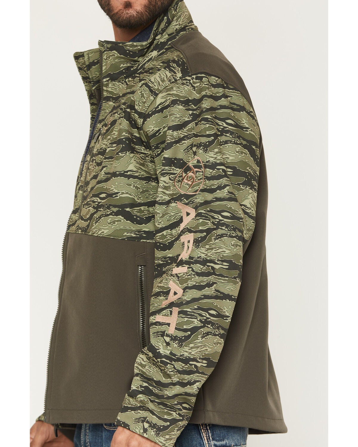 Image #3 - Ariat Men's Logo Camo Logo Concealed Carry Softshell Jacket, Black, hi-res