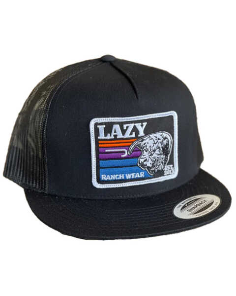 Lazy J Ranchwear Men's Sunset Patch Ball Cap , Black, hi-res