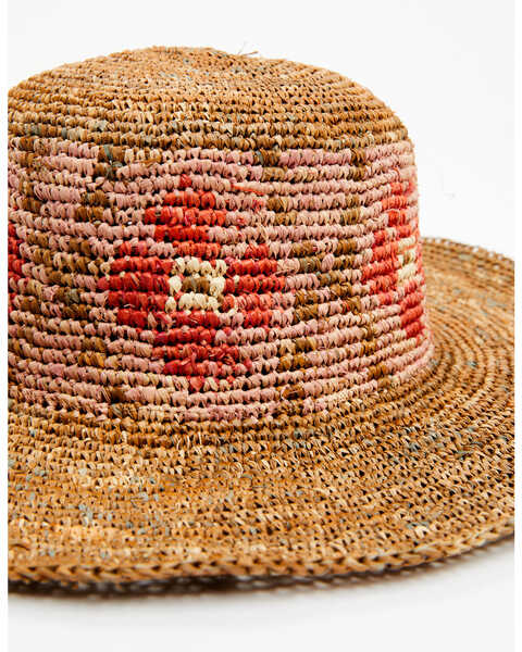 Image #2 - Shyanne Women's Floral Crochet Straw Fashion Sun Hat, Tan, hi-res