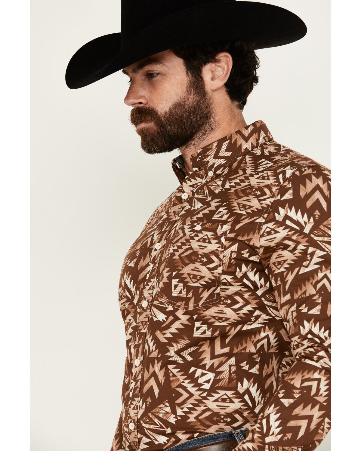 Image #2 - RANK 45&reg; Men's Hopewood Abstract Southwestern Print Long Sleeve Button-Down Stretch Western Shirt, Rust Copper, hi-res