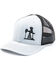Oil Field Hats Men's Grey & Black Offset Embroidered Logo Mesh-Back Ball Cap , Grey, hi-res