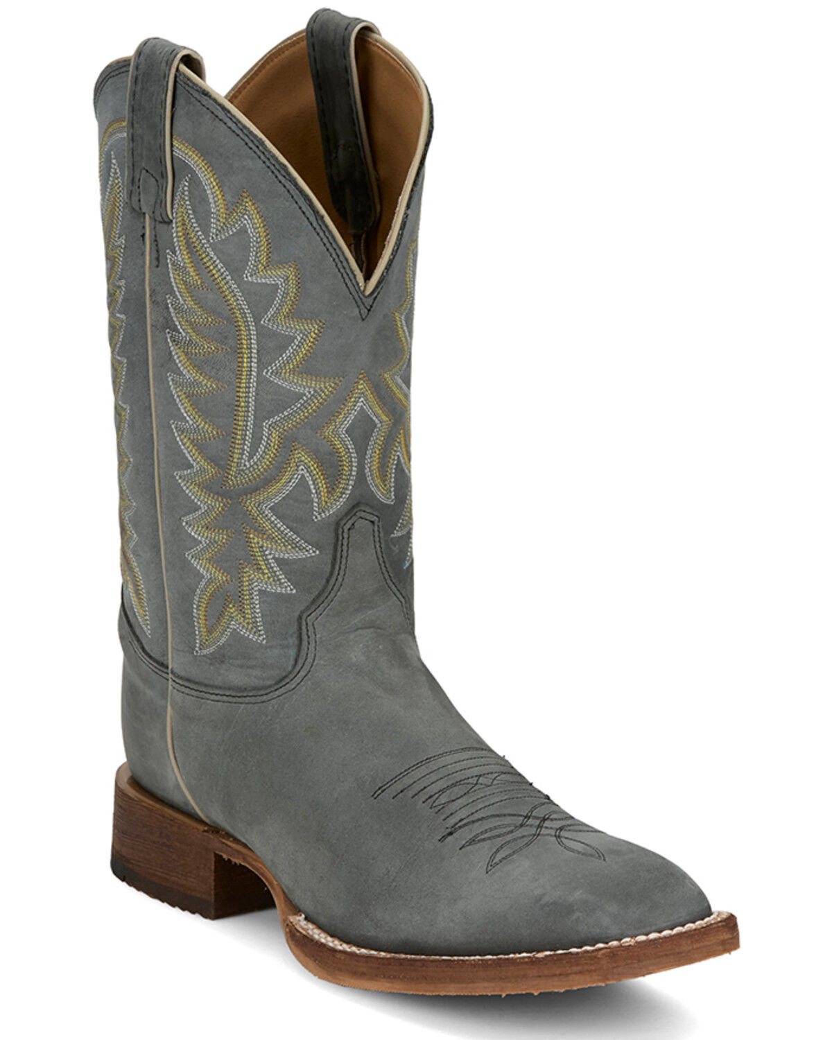 Image #1 - Justin Men's Rancho Western Boots - Broad Square Toe, Grey, hi-res