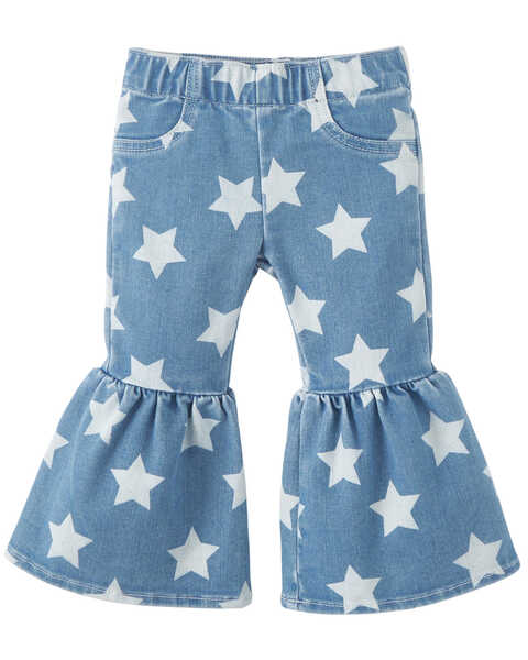 Image #1 - Wrangler Toddler Girls' Star Print Flare Jeans , Blue, hi-res