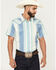 Image #1 - Sendero Provisions Men's Wyatt Serape Striped Print Short Sleeve Snap Western Shirt, Teal, hi-res