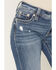 Image #4 - Miss Me Women's Medium Wash Mid Rise Americana Blowout 32" Bootcut Stretch Denim Jeans, Medium Wash, hi-res