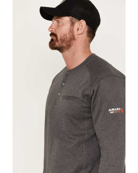 Image #2 - Ariat Men's Rebar FR Air Refinery Henley Long Sleeve Work Shirt, Charcoal, hi-res