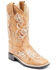 Image #1 - Shyanne Girls' Little Lasy Floral Embroidered Western Boots - Broad Square Toe, Tan, hi-res