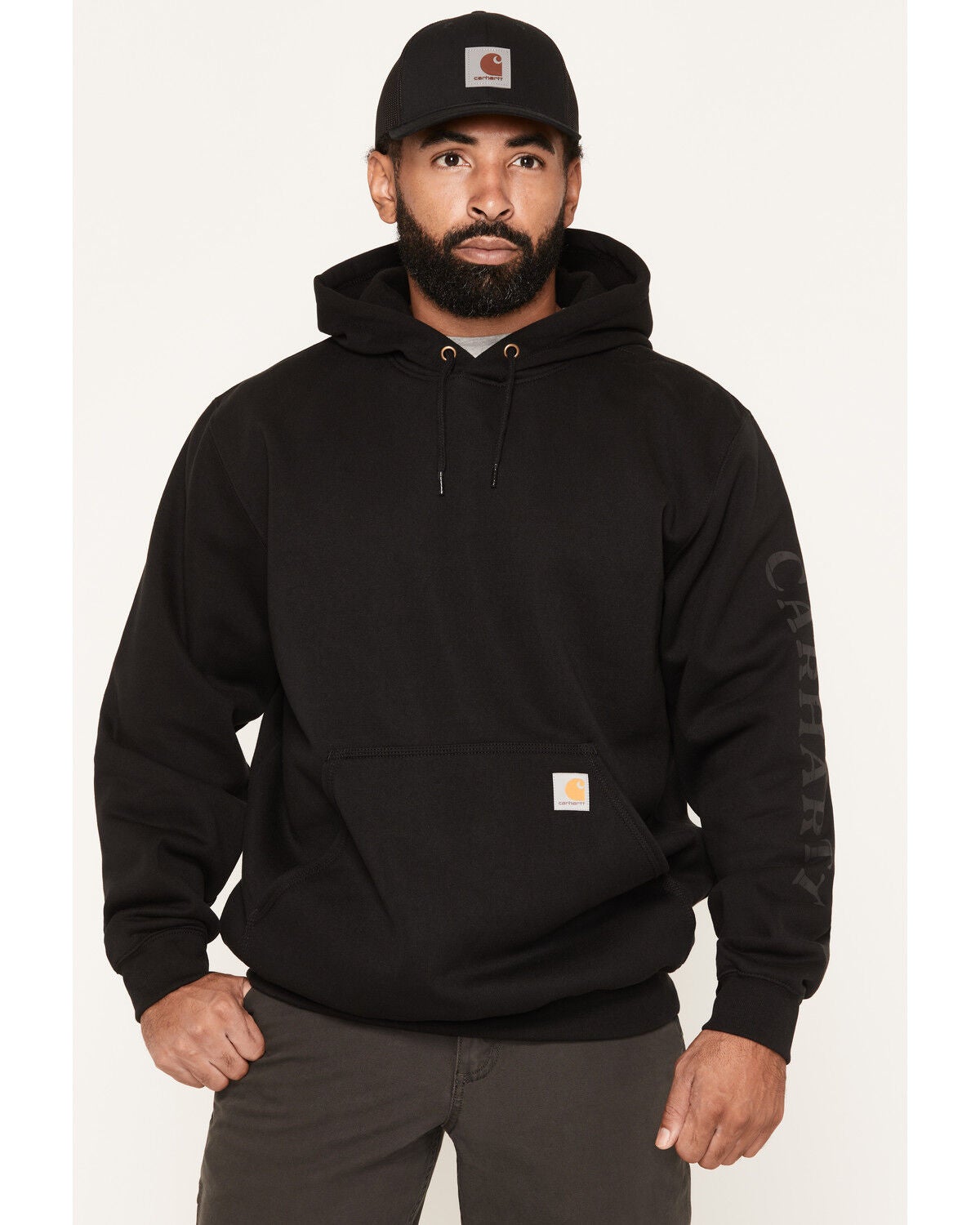 Image #2 - Carhartt Men's Paxton Rain Defender&trade; Graphic Hooded Sweatshirt, Black, hi-res