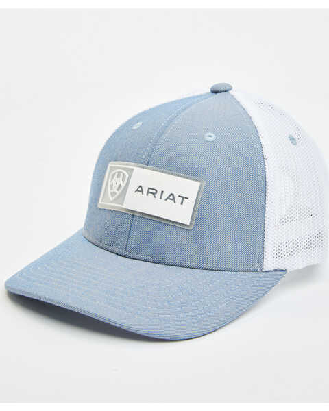Image #1 - Ariat Men's Rectangle Logo Patch Ball Cap , Blue, hi-res